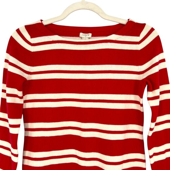 J.Crew Factory Striped Knit Long Sleeve Cotton Top Red White Size XXS NWT - Picture 2 of 10